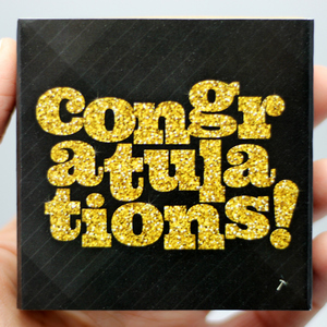 SilverTowne Natural Kraft Paper Gift Box with Congratulations! Gold Glitter Box Sleeve